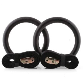 FFitness Gym Rings, Gymnastics Rings with ABS Straps All, Black, ? 23 cm