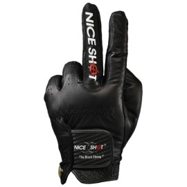 Nice Shot The Bird Golf Glove in Black Cabretta Leather Men's Left Hand - Large