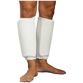 Cloth Shin Guard Taekwondo, Martial Arts, MMA Foot Protective Gear Protector for Sparring (White, Large)