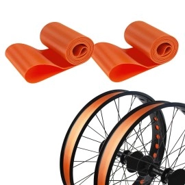 ADDMOTOR Rim Strip Rim Tape 26 inch Fat tire Liner PVC Inner Tube Cushion Protector Anti Puncture for Bikes 2PCS (Orange)