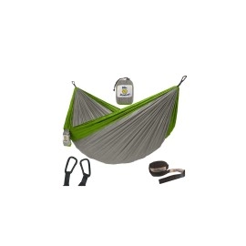 Blue Bananaz Hammock-Camping Hammock for Outdoors, Backpacking & Camping Gear- Double Hammock with Tree Straps, 2 People Hammock, Portable Hammock, Tree & Hiking Gear- Holds up to 600 (Grey/Lt Green)