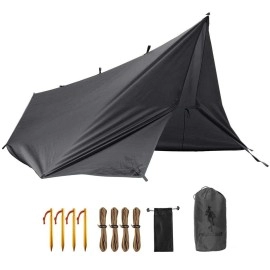 FREE SOLDIER Waterproof Portable Tarp Multifunctional Outdoor Camping Traveling Awning Backpacking Tarp Shelter Rain Tarp (Gray)