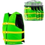 OBrien 4 Pack General Purpose Life Jackets, Green/Yellow