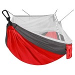 Avalanche Portable Hammocks - 1 Person or 2 Person - Available with Mosquito Netting - Durable Nylon Single or Double - Easy Set Up Tie to Trees or Posts (Red w/Mosquito Netting)