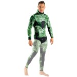 SEAC Ghost, Jacket in 7 mm Ultrastretch Neoprene with Incorporated Hood for Freediving and Spearfishing, camo Green, Large