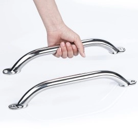 2PCS Boat Handrail Grab Handle Polished Stainless Steel Round Tube - 12
