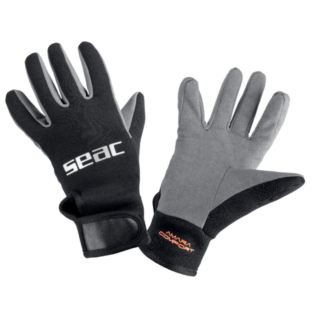 SEAC Amara Comfort, 1.5 mm Neoprene Diving Gloves for Scuba Diving and Freediving, Black, Medium