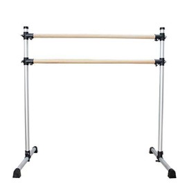 UMEKEN Wood Ballet Barre 4 Foot Portable Barre Bar Home Adjustable Double Freestanding Ballet Stretch Dance Bar for Kids Adult, with Carry Bag