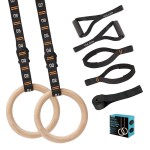 Vulken Wooden Gymnastic Rings with Adjustable Numbered Straps. 1.1 Olympic Rings for Core Workout and Bodyweight Training. Home Gym Rings 1600lbs with Workout Handles