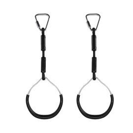 BESPORTBLE 2pcs Swing Bar Rings Kids Gymnastic Rings Wear Resistant for Climbing Frames and Garden Swings Outdoor Backyard Play(Black)