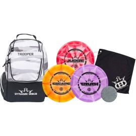 Dynamic Discs Trooper Backpack Prime Burst Disc Golf Starter Set Trooper Disc Golf Bag Included Prime Burst Judge, Prime Burst Truth, and Prime Burst Escape Included (Artic Camo) (3 Discs)