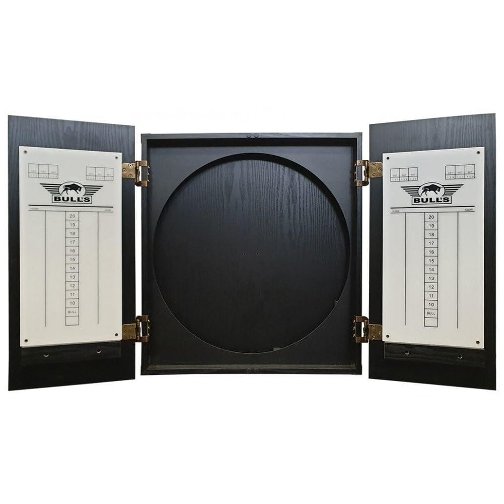 Bulls Darts Deluxe Wooden Dartboard Cabinet - Black