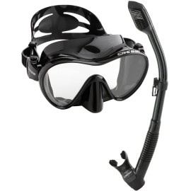 Cressi Italian Boutique Collection - Tempered Glass Lens Frameless Scuba Snorkeling Dive Mask - Splash Guard Dry Snorkel Set - Designed for Scuba Diving Snorkel and Freediving (CL-Clear)