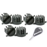 DORSAL Surfboard Fins Thruster 3 Fin Box Set Plugs with Key and Screws FCS Compatible Black Universal Glass Filled Nylon