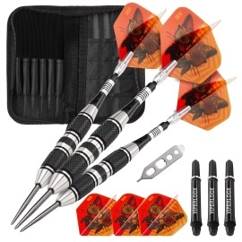 Viper by GLD Products The Freak Steel Tip Darts 3 Knurled Rings Barrel 22 Grams and Casemaster Deluxe Black Nylon Dart Case