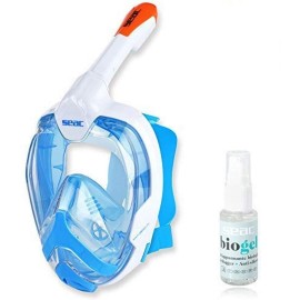 SEAC Magica Full Face Snorkeling Mask (White Orange, w/Anti-Fog, Small/Medium)