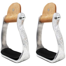 CHALLENGER Horse Western Barrel Racing Engraved Lightweight Aluminum Saddle Stirrups 5198