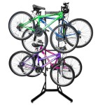 RaxGo Bike Garage Storage Rack, 4 Bicycle Garage Floor Stand, Adjustable, Freestanding, Adjustable Hooks, For Mountain & Road bicycles, Universal For Indoor Use
