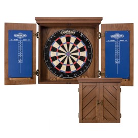 American Legend Charleston Solid Wood Bristle Dartboard Cabinet Set - Includes 18dartboard and 6 steel tip darts