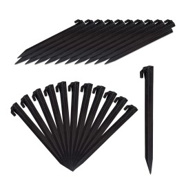 Relaxdays Tent Pegs Set of 32, Lightweight Anchor Pins, Soft & Sandy Terrain, 31 cm Long, Plastic, Stakes, Black