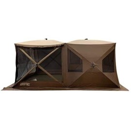 Cabin Screen Shelter - 4 Side - Brown/Tan Roof/Black Mesh - Zip Down Sides