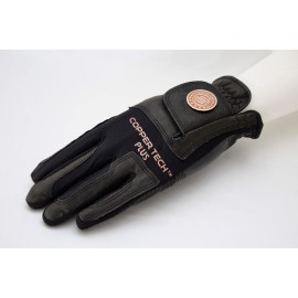 COPPER TECH Plus Mens Golf Gloves ONE Size FIT Most Worn on Right Hand (Black/Black, Large)
