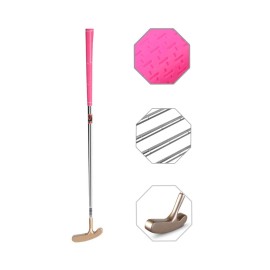 Two Way Junior Golf Putter Stainless Steel Kids Putter Both Left and Right Handed Easily Use for Kids Ages 3-5(Gold Head+Pink Grip,25 inch,Age 3-5)