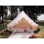 Latourreg Outdoor Luxury Waterproof 3M/4M/5M/6M Oxford Bell Tent with Zipped Detachable Groundsheet (White Oxford Cloth, 4M Bell Tent)
