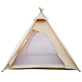 Free Space Outdoor 100% Cotton Canvas Waterproof Pyramid-Shaped Camping Tent (Beige, 2.15meters)