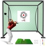 YUNIC Golf Driving Cage with Steel Frame, Golf Nets for Backyard Driving for Full Swing and Chipping Practice Indoor Outdoor (Driving Cage Green, 10(W) x10(H) x10(D))