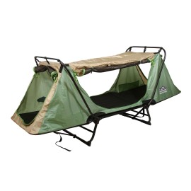 Kamp-Rite Portable Elevated 1-Person Original Tent Cot, Chair, Tent, for Camping or Hunting, Easy Setup, Waterproof Rainfly & Carry Bag, Green & Tan