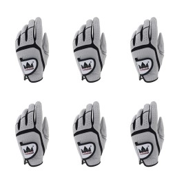 Craftsman Golf Mens Players Gray or White Breathable Golf Glove for Right Handed Golfer Worn on Left Hand 6 Pack (Gray, Medium)