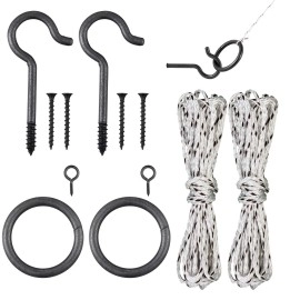 WHQXFDZ 2 Set Hook and Ring Toss Game Hardware Set,Include Nylon String,Mounting Screws,Ring and Iron Hook for DIY Indoor or Outdoor Family Fun(2set)