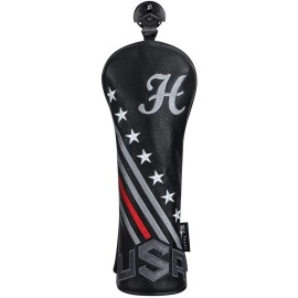 BIG TEETH Golf Head Covers Driver Hybrid Fairway USA Stripe and Star Golf Accessories (Hybrid Cover)