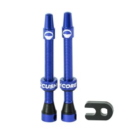 CushCore 55mm Air Valve Set - Premium Set of Alloy Valves, Nitrile Rubber Seal, Valve Core Tool Included, Tubeless Presta Valve, (55mm 2-Pack, Royal Blue)