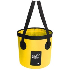 Convenient Outdoor Waterproof Bag Travel Fishing Folding Bucket Bag Portable Travel Bag Car Wash Bucket Foot Tub Camping Water Container Foldable Collapsible Bucket (12L,Yellow)