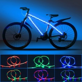 DANCRA Bike Lights LED Bicycle Frame Light for Night Riding, 2.62ft2 Waterproof Strip Light Battery Powered with RGB Color, Bright Decoration Lights for Scooter,Trike,Bike Lighting Accessories