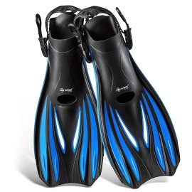 Snorkel Fins, Diving Fins Swim Fins Short Swim Flippers for Training Adjustable Buckles Open Heel Scuba Diving Fins Travel Size for Men Women Kids Adult