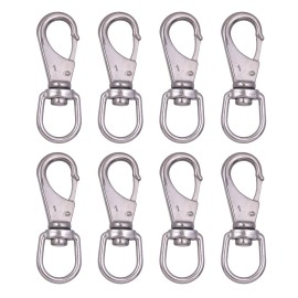 Mixiflor Stainless Steel Swivel Snap Hooks, 8 Pack (3.5 Inch) Heavy Duty Swivel Eye Snap Hook, Diving Clips Spring Hooks for Bird Feeders, Pet Chains, Dog Tie-Out Cable, Keychains