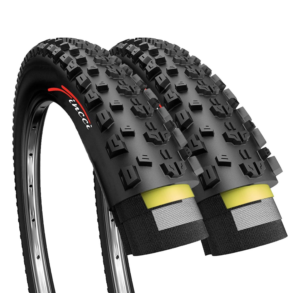 Fincci Pair 27.5 x 2.25 Inch Mountain Bike Tire 57-584 Foldable 60 TPI Tires with Nylon Protection for All Mountain Enduro MTB Hybrid Bike Bicycle - Pack of 2