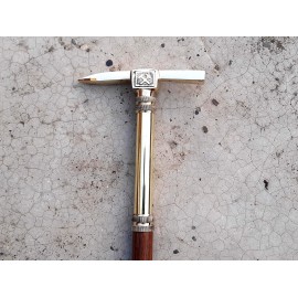 Rj.Artis Ice Axe Look Walking Stick, Beautiful Design Solid Brass Handle 3 Fold Wooden Cane