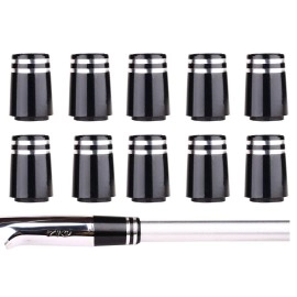 Golf Builder 10pcs Custom Black Tip Size .370 Golf Ferrules for Taper Tip Iron Wedge with Two Silver Ring