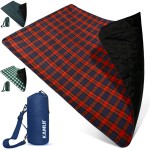 KAMUI Outdoor Waterproof Blanket - Machine Washable Picnic Blanket, Waterproof & Windproof Backing, Shoulder/Hand Strap Great for Festival, Park, Beach, Stadium Blanket 79X55inch 201X140cm Green White