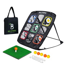 Big Strike Golf - Extra Large Golf Chipping Net. Golf Practice Net with 4 Colored Targets, Indoor and Outdoor Golf Training Equipment, Durable Golf Chipping Net with Complete Setup Accessories.