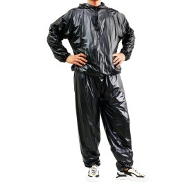 [Upgrade] Newest Heavy Duty Sauna Suit Exercise Fitness Sauna Sweat Suit Gym Workout Sauna Jacket and Sauna pants Plus Size Sauna Suit for Women Men | Windproof,Waterproof(size 3XL,Black)