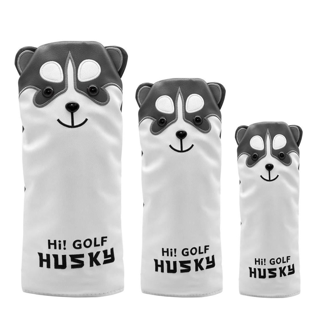 Lovely Dog Golf Wood Head Covers Husky Golf Wood Covers Headcovers Set - Hybrids Rescue Ut Utility Cover Synthetic Leather fits Taylormade m2 m5 m6 Titleist Callaway APEX (3pcs(D/F/H))