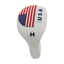 USA Golf Head Covers for Driver, Fairway Wood, Hybrid, 4pcs or 1pc TPU Driver Headcover Fit All Right Handed Golf Clubs, USA Stars and Stripes Golf Club Covers with No. Tag, Washable, Easy On & Off