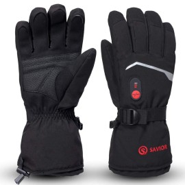 SAVIOR HEAT Heated Gloves, Unisex Rechargeable Battery Powered Electric Heating Glove for Winter Outdoor (Black S66B, 3X-Large)