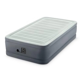 Intex PremAire I Fiber-Tech Elevated Dura Beam Technology Home Air Mattress Bed with Electric Built-in Pump, Twin