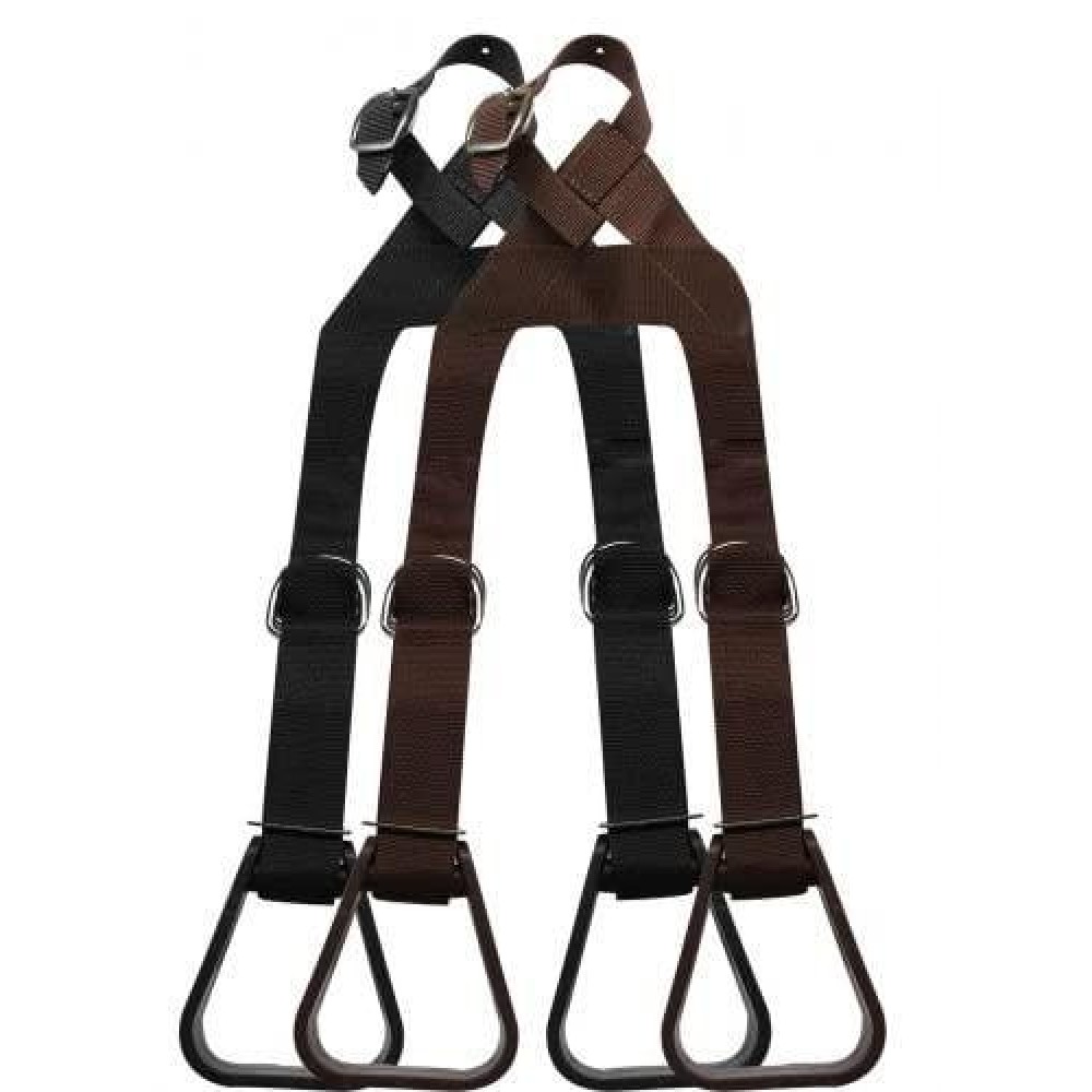 Showman Heavy Duty Nylon Adjustable Buddy Stirrups (Black)